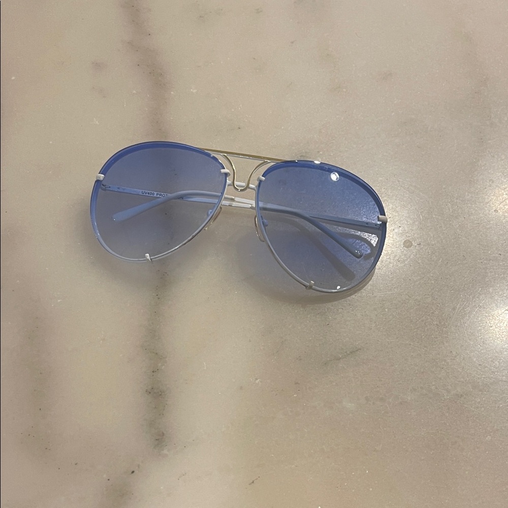 Aviator Sunglasses with Blue Lenses